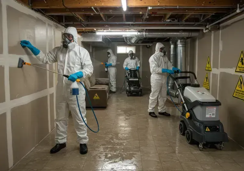 Basement Moisture Removal and Structural Drying process in Weatherby Lake, MO